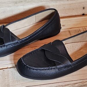 Black Leather Slip-On Loafers
